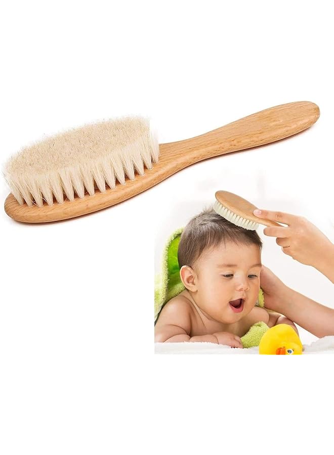 Excefore Toddler Hair Brush Newborn Baby With Wooden Handle And Super Soft Goat Babies - Image 1