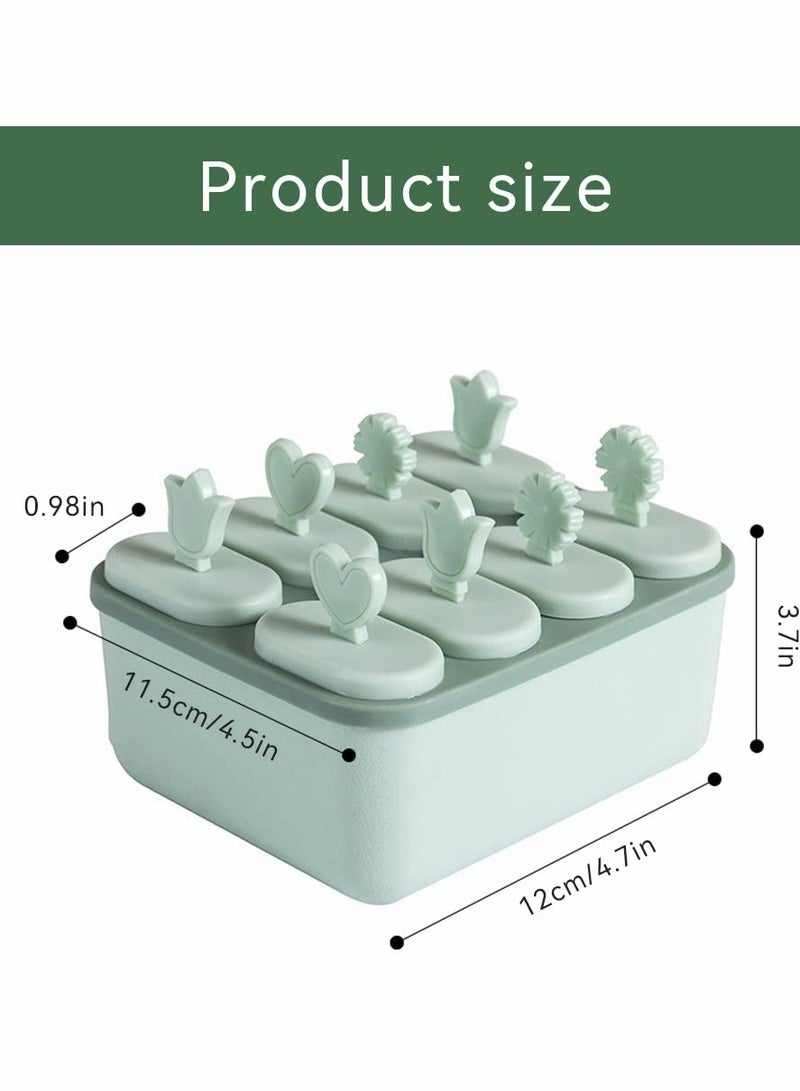 KASTWAVE Ice Lolly Moulds, Green Cream Mould, One Round and Square with Lid, Food Grade Pop Maker for Kids Adults to DIY ( 2 Pcs ) - Image 2
