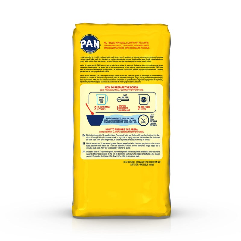 P.A.N. White Corn Meal – Pre-cooked Gluten Free and Kosher Flour for Arepas (2 lb 3.27 Oz / Pack of 1) - Image 3