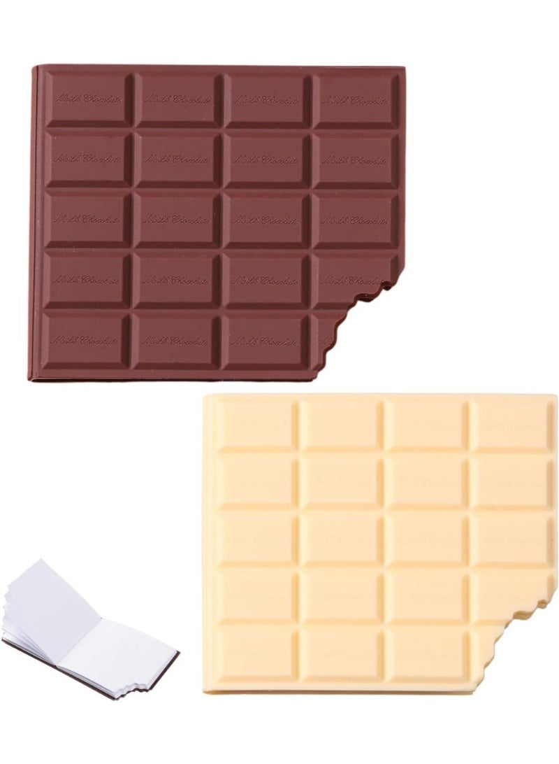 طقم دفاتر ملاحظات بتصميم "لوح شوكولاتة" المبتكر (قطعتان) - تصميم فريد مع تأثير "القضمة" - لون شوكولاتة داكنة وكريمة - هدية مثالية للأصدقاء والمعلمين. - Image 1