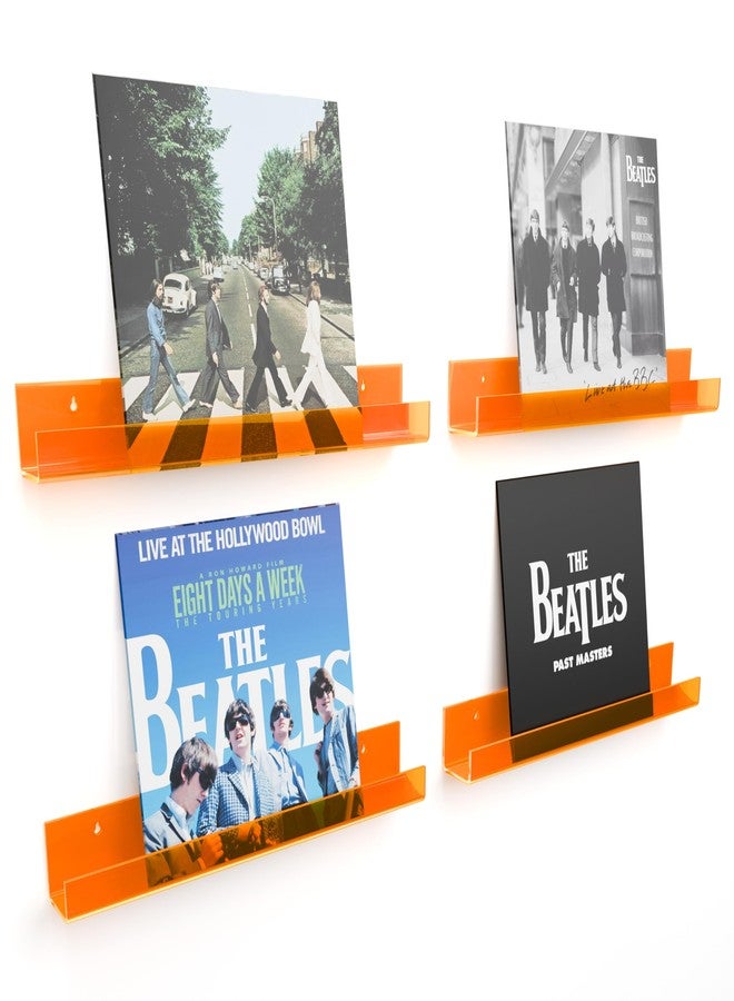 YFEEN 4 Pack Acrylic Shelves for Wall Storage,15" Floating Bookshelves for Kids, Display Shelf for Bathroom, Bedroom,Decor, Orange - Image 1