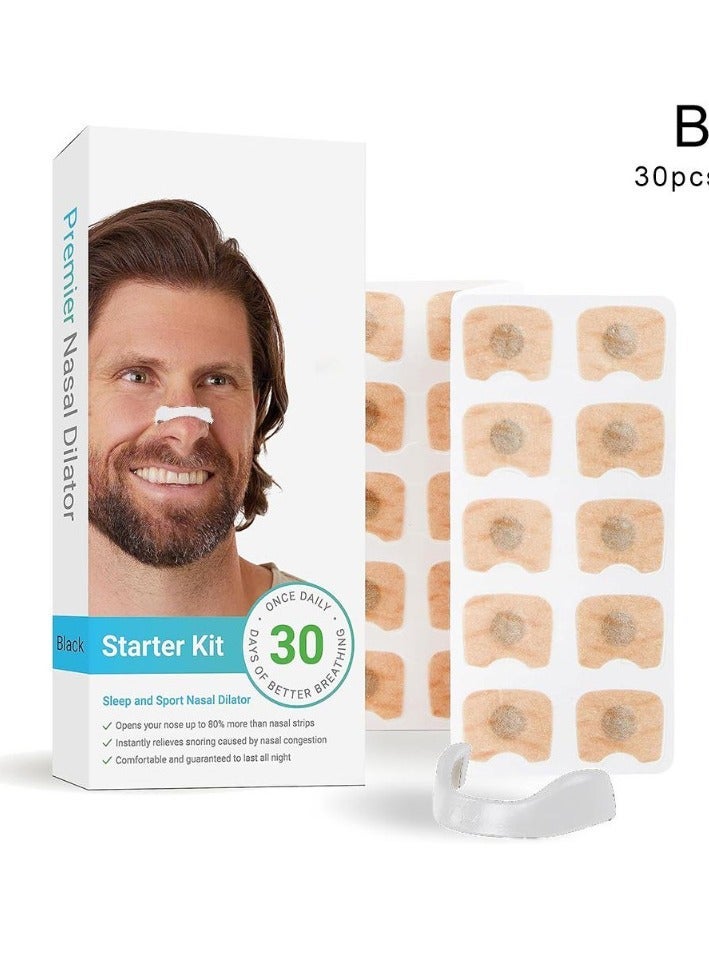 Anti-snoring Nose Patch  (30 pairs,white) - Boost Oxygen Intake, Reduce Snoring, Improve Sleep Quality - Sweat Resistant, Skin Safe Nasal Strips - Image 1
