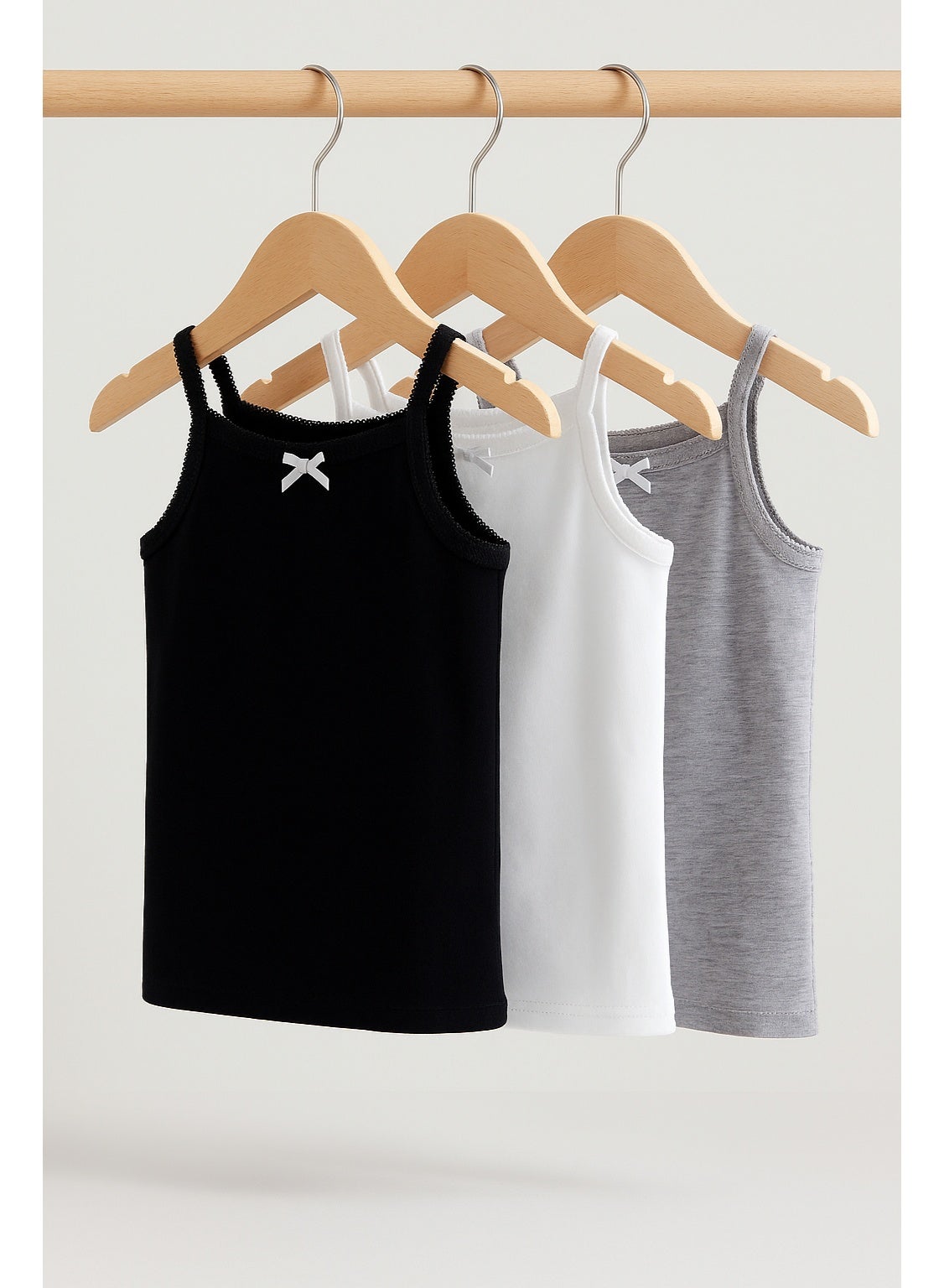 victor and jane "3-Pack Girls' Camisoles – Cotton Comfort in Black, White & Grey "