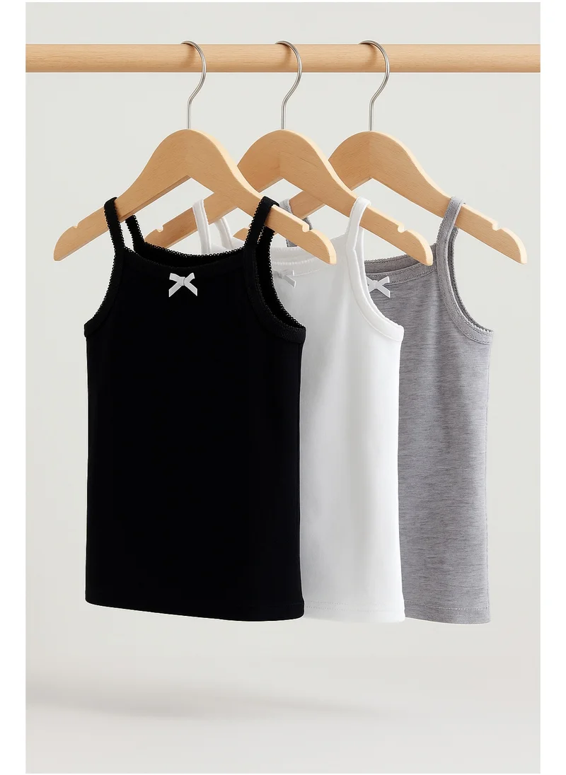 فكتور اند جين "3-Pack Girls' Camisoles – Cotton Comfort in Black, White & Grey "