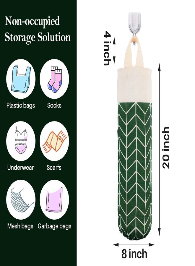 LeCorner Plastic Bag Holder, Canvas Grocery Bag Holder Dispenser, Wall Mount Shopping Trash Bag Storage Organizer for Home Kitchen (Fresh Green) - Image 2