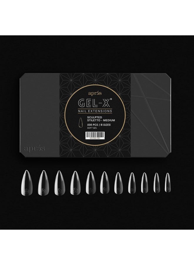 Apres Gel-XSculpted Stiletto Medium Tip Box | 500Pc Gel-X Tips, 11 Sizes 00-9, Premium Quality - Image 2
