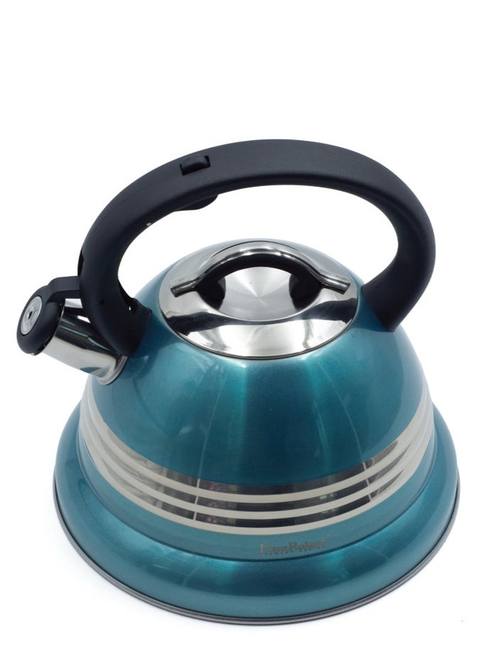 HausRoland Whistling Tea Kettle, 3 Litres, Stainless Steel, Whistling Teapot, Stove Top, Stone Finish, Anti-Hot Handle, Anti-Rust, Loud Whistle, Fast Boiling Kitchen Utensil, Glossy Kettle  - Image 1
