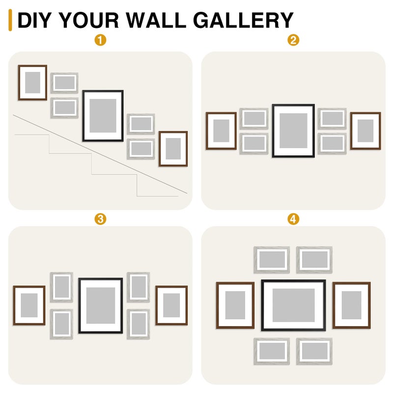 decorUhome Assorted Picture Frames Collage Wall Decor for Photo Gallery Display Set of 12 Including Four 8x10 / Four 5x7 / Four 4x6 for Family Wall Decor  Black/Brown/Grey  12 Pack - Image 3