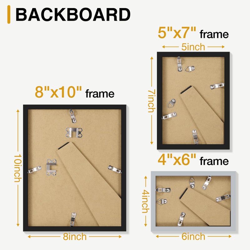 decorUhome Assorted Picture Frames Collage Wall Decor for Photo Gallery Display Set of 12 Including Four 8x10 / Four 5x7 / Four 4x6 for Family Wall Decor  Black/Brown/Grey  12 Pack - Image 4