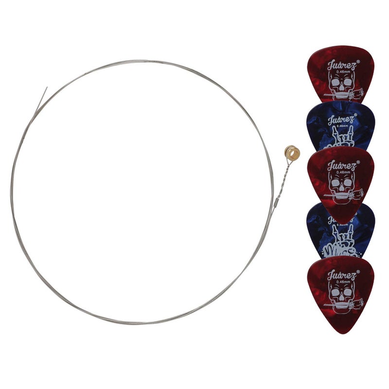 Juarez Celluloid 0.46mm 5 Picks & 1 x E 1st String Set JRCPK51 - Image 1