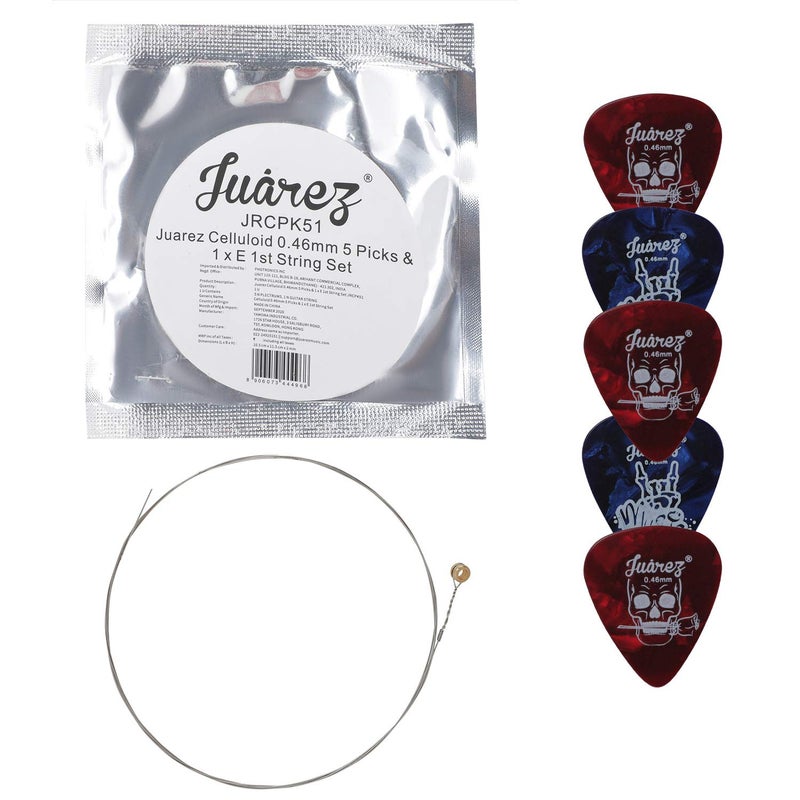 Juarez Celluloid 0.46mm 5 Picks & 1 x E 1st String Set JRCPK51 - Image 3