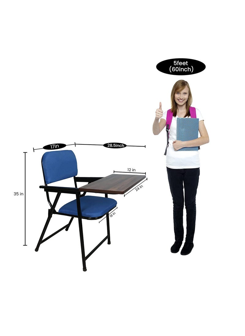 Hometrix - Hometrix Contemporary Metal Ergonomic Design Sturdiness Folding Study Chair with CushionWriting Pad and Safety Corner Blue - Image 1