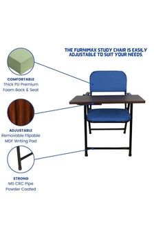 Hometrix Hometrix Contemporary Metal Ergonomic Design Sturdiness Folding Study Chair with CushionWriting Pad and Safety Corner Blue  - Image 4