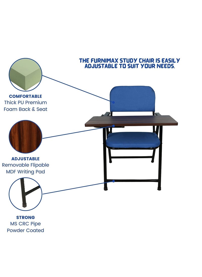 Hometrix - Hometrix Contemporary Metal Ergonomic Design Sturdiness Folding Study Chair with CushionWriting Pad and Safety Corner Blue - Image 1