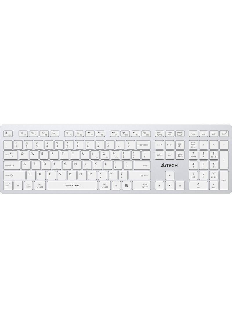 A4TECH A4 Tech Fstyler FBX50C White Bluetooth+2.4G Nano Fn Rechargeable Multimedia Keyboard  - Image 1