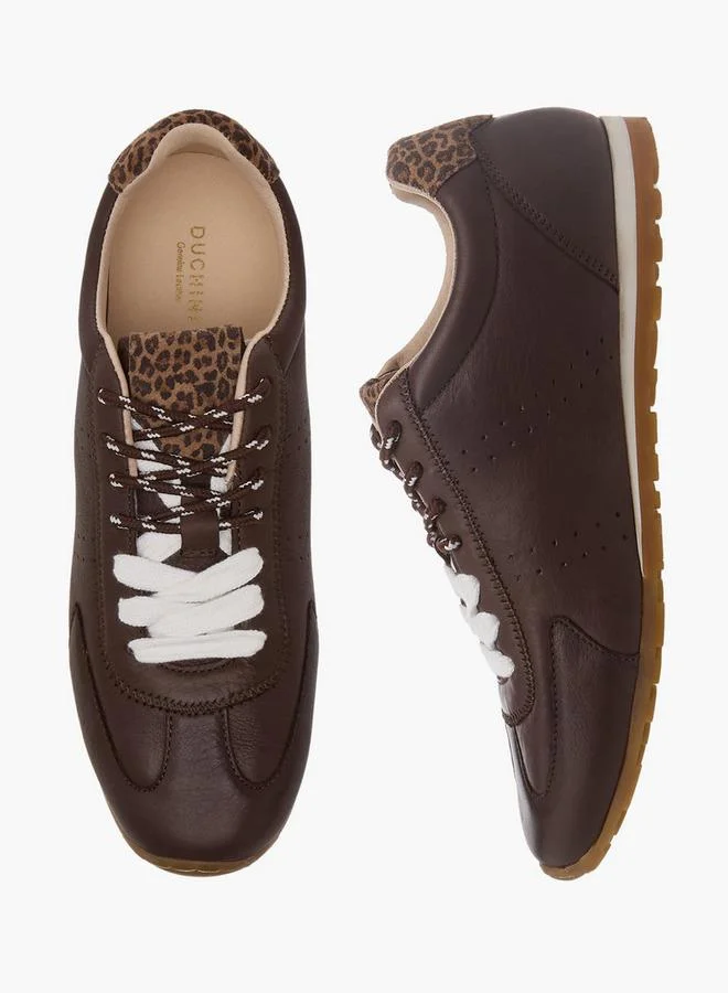DUCHINI Women Lace-Up Leather Ankle Sneakers