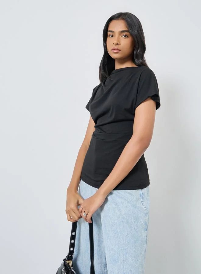 Take Two Take Two Solid Regular Fit Knitted T-Shirt