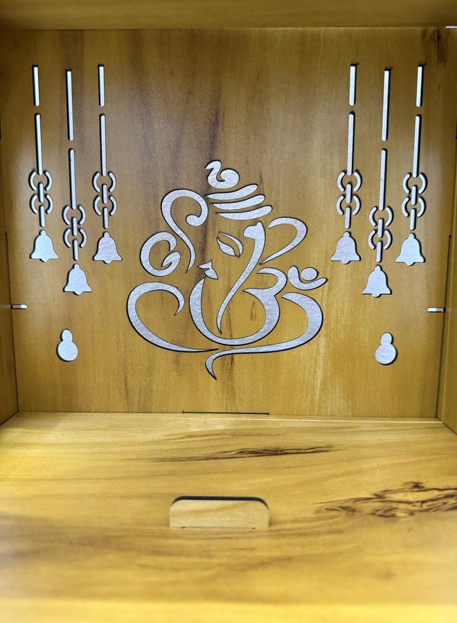 EXPRO Wooden Pooja Mandir for Home with Door | Engineered Wood Home Temple with Storage Space | Wall Mounted Temple for Office & Living Room | DIY Mandap with OM & Ganeshji Design (Brown | Design 1) - Image 5