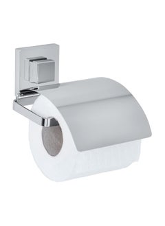 Wenko WENKO Vacuum-Loc wall toilet paper holder Quadro with cover, holder for toilet paper in the bathroom and guest toilet, installation without drilling, shiny stainless steel  - Image 1