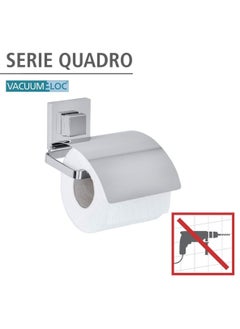 Wenko WENKO Vacuum-Loc wall toilet paper holder Quadro with cover, holder for toilet paper in the bathroom and guest toilet, installation without drilling, shiny stainless steel  - Image 2