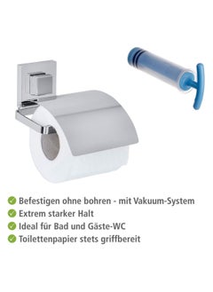 Wenko WENKO Vacuum-Loc wall toilet paper holder Quadro with cover, holder for toilet paper in the bathroom and guest toilet, installation without drilling, shiny stainless steel  - Image 3