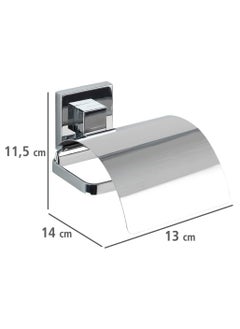 Wenko WENKO Vacuum-Loc wall toilet paper holder Quadro with cover, holder for toilet paper in the bathroom and guest toilet, installation without drilling, shiny stainless steel  - Image 4