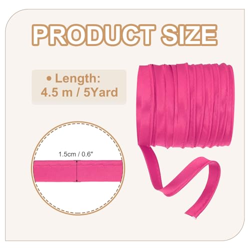 YELARXI Maxi Piping Bias Tape 5 Yards Piping Trim with Cord Satin Binding Lip Cord Trim Fit for Sewing Garment Webbing Trimming Crafts Decorating Rose Red - Image 3