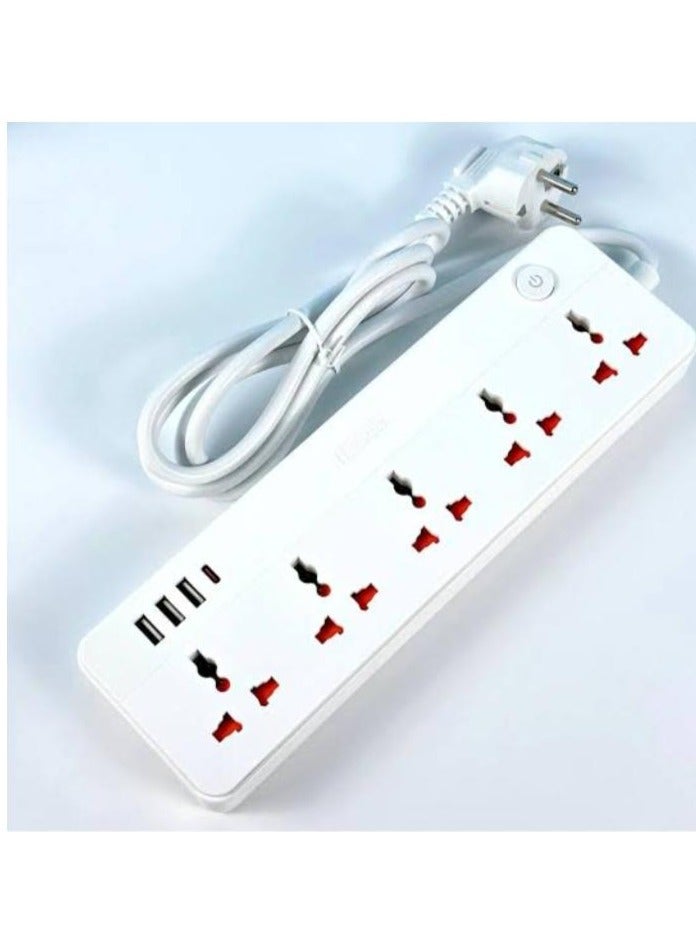 REMAX Remax RP-U160 5-Outlet Power Strip with 30W USB Fast Charging, 1.5M Heavy-Duty Cable, Universal Sockets, and Advanced Smart Chip Technology – UK Plug Extension for Home and Office - Image 1
