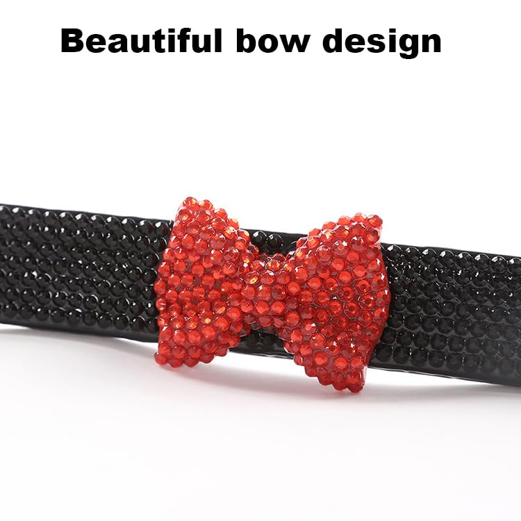 BFhongly 2 Pack Diamond License Plate Frame with Bow Tie, Luxury Black Glass Crystal Rhinestone Bling License Plate Frame, Stainless Sparkly Bedazzled License Plate Frames for Women Cute with Anti Theft Screw - Image 3