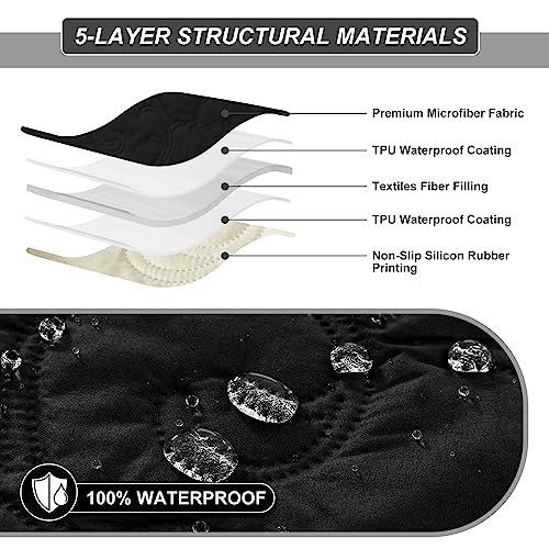 YUEANG 100% Waterproof Recliner Chair Cover, Recliner Chair Covers for Reclining Chair, Non-Slip Fabric Recliner Couch Cover for Living Room, for Pets Kids Protector, Washable (Black, 23.6"Recliner Chair) - Image 4