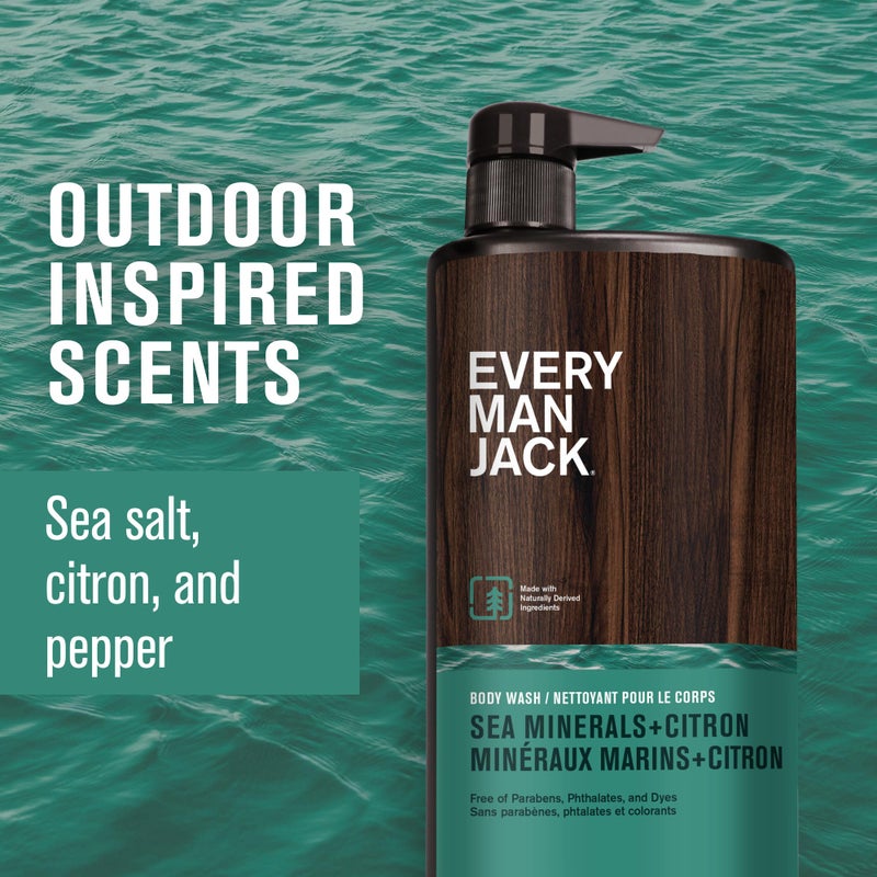 Every Man Jack Menâ€™s Hydrating Body Wash for All Skin Types - Cleanse and Hydrate Skin with Naturally Derived Marine Extracts, Coconut Oil, and a Sea Minerals + Citron Scent - 33.8 fl. oz. - 2 Bottle - Image 3