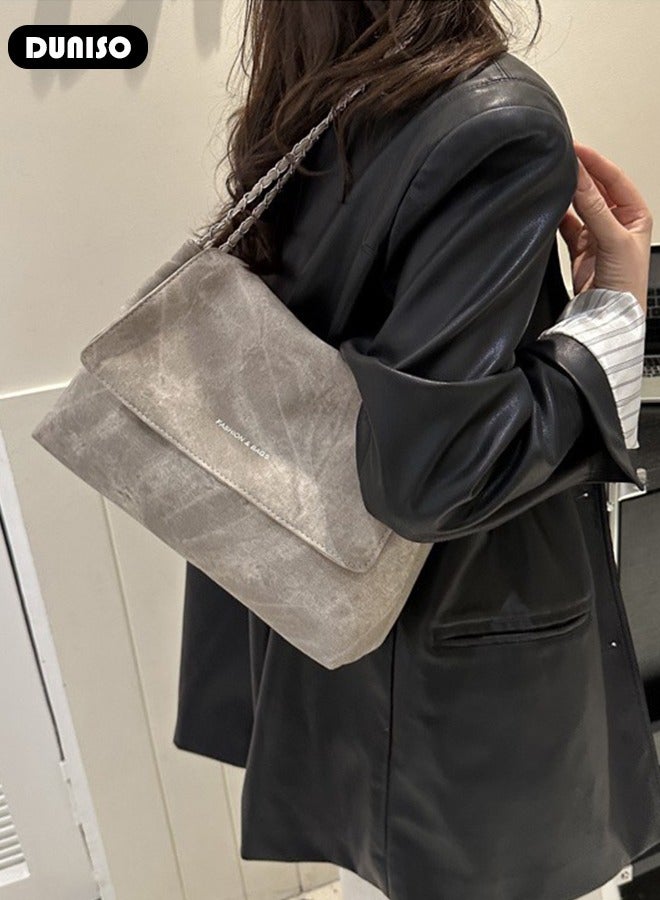 DUNISO Women's Shoulder Tote Bag Faux Leather Handbag for Women Large Capacity Messenger Bag, Fashionable Chain Bag Travel Shoulder Bag for Ladies Girls College Students - Image 3