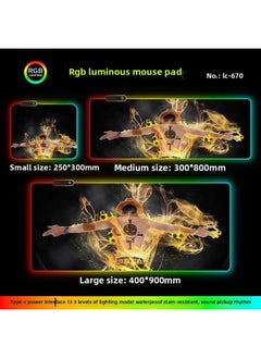 RGB Luminous Mouse Pad Computer Keyboard Hand-held Desktop Pad Oversized Game E-sports Pad Thickened Internet Cafe Table Pad-Color:300*700mm-Pattern:Upgraded Version Of Pickup Rhythm-lc670