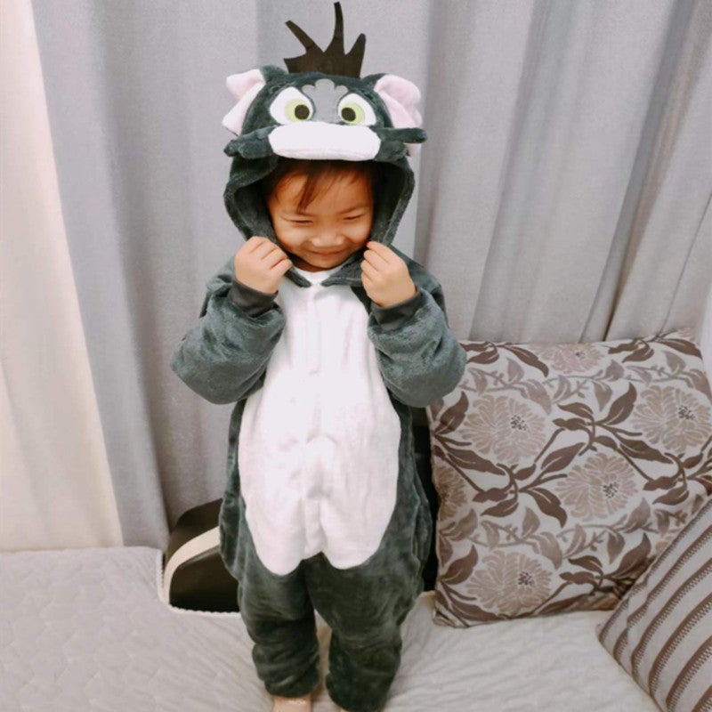 Cute Spider-Man Flannel Sonic Kidsren'S Cartoon Jerry Mouse One-Piece Pajamas For Men And Women Home Clothes - Image 3