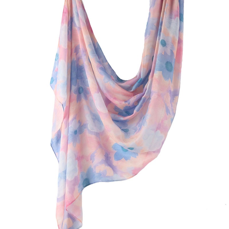 Best-Selling Watercolor Tie-Dye Cotton Scarf - Satin Polyester Long Wrap, Turkish Headscarf