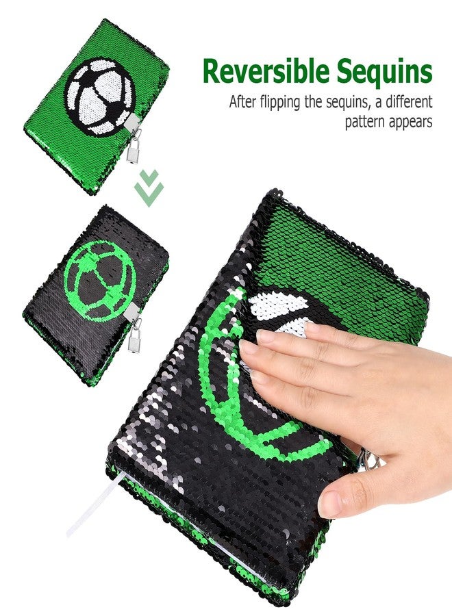 IMIKEYA Football Sequins Journal with Lock: Kids Sequin Journal Sequin Notebook Diary with Lock and Keys Journal Writing Journal Lined Pages Kids Secret Diary Boys Girls Journal Notebook - Image 3
