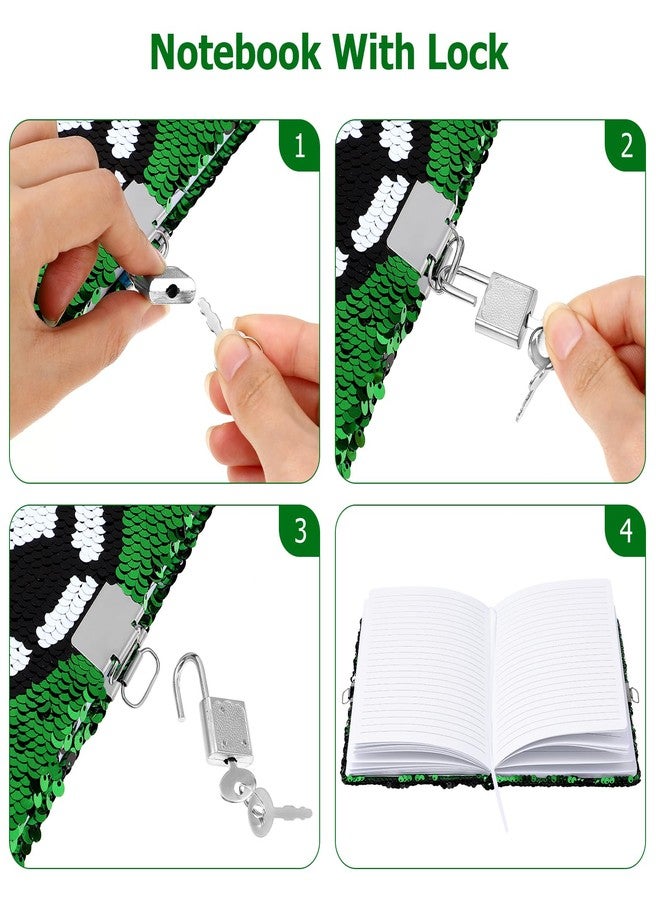 IMIKEYA Football Sequins Journal with Lock: Kids Sequin Journal Sequin Notebook Diary with Lock and Keys Journal Writing Journal Lined Pages Kids Secret Diary Boys Girls Journal Notebook - Image 4