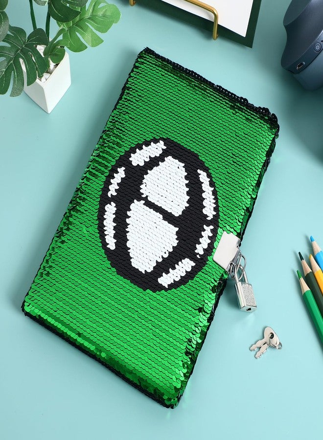 IMIKEYA Football Sequins Journal with Lock: Kids Sequin Journal Sequin Notebook Diary with Lock and Keys Journal Writing Journal Lined Pages Kids Secret Diary Boys Girls Journal Notebook - Image 2