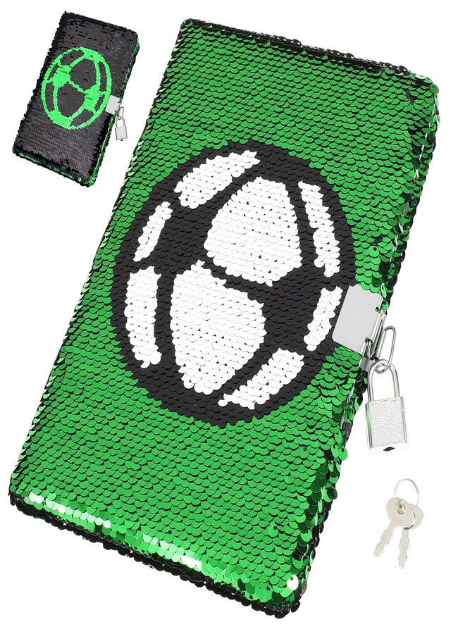IMIKEYA Football Sequins Journal with Lock: Kids Sequin Journal Sequin Notebook Diary with Lock and Keys Journal Writing Journal Lined Pages Kids Secret Diary Boys Girls Journal Notebook - Image 1
