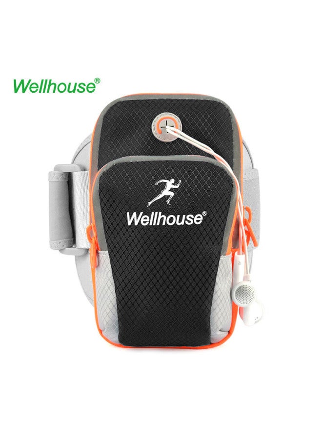 Wellhouse Wellhouse Arm And Wrist Bag, Running Sports Water-resistant Reflective Strip, Earphone Hole, Black, Large Size 6.8 Inches Or Less - Image 1