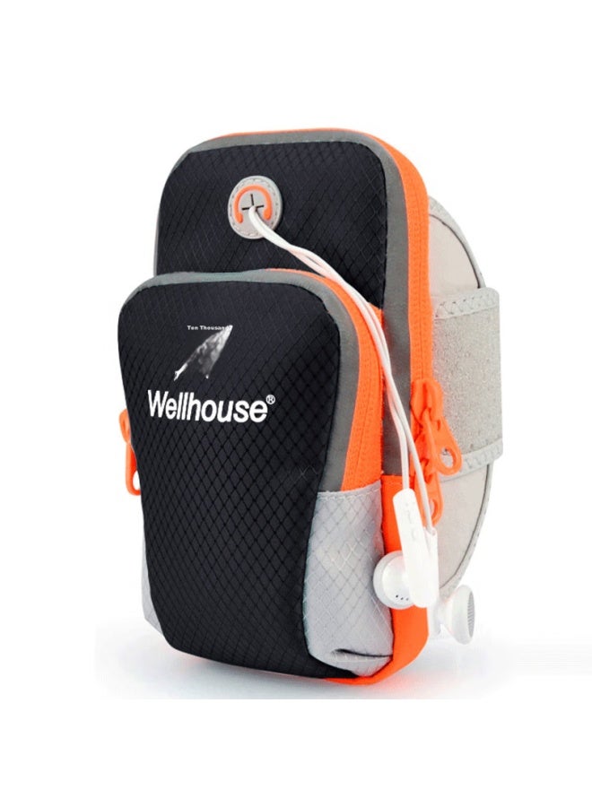 Wellhouse Wellhouse Arm And Wrist Bag, Running Sports Water-resistant Reflective Strip, Earphone Hole, Black, Large Size 6.8 Inches Or Less - Image 2