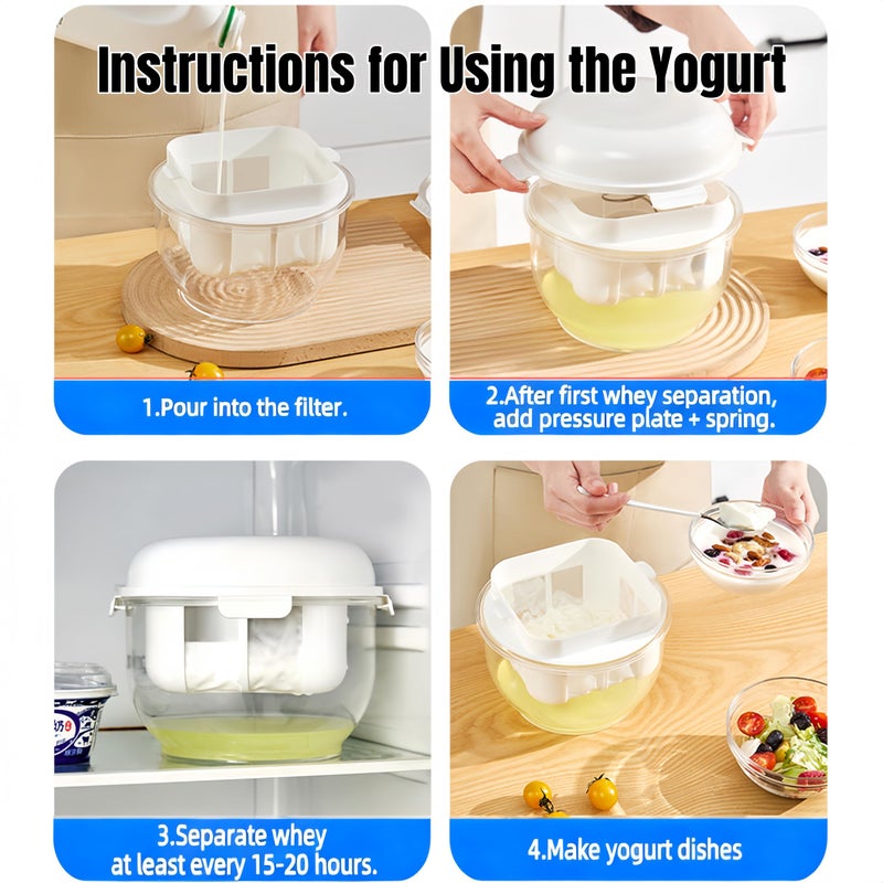 FindXeink Yogurt Strainer-[2.2QT/0.56GAL]Large, [1.16QT/0.29GAL]Filter Capacity, Spring-Assisted Yogurt Filter, Stainless Steel Mesh, BPA-Free Detachable for Homemade Greek Yogurt - Image 4