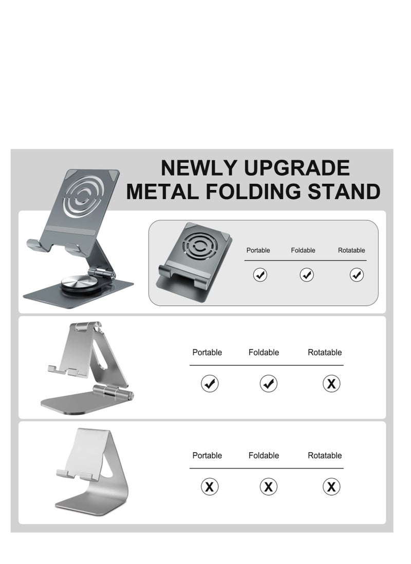 KASTWAVE - Foldable Cell Phone Stand, Adjustable Desktop Phone Holder,  Compatible with All Mobile Phone, iPhone 14 13 Pro Max Mini, iPad, Tablet 4-11'', Suitable for Travel, for Desk, Office - Image 1