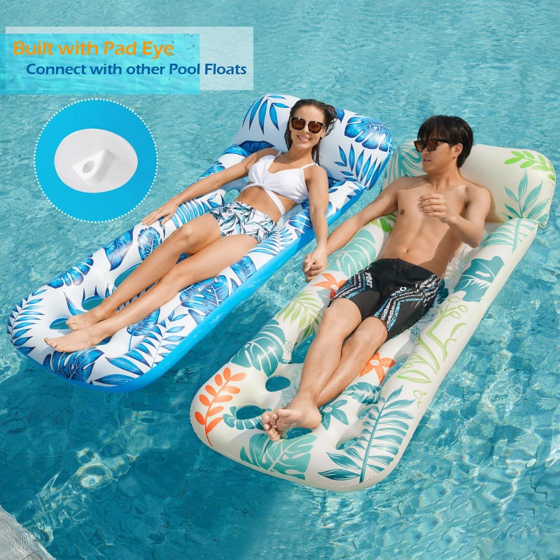 Jasonwell Inflatable Pool Float Lounge - 2 Pack Floaties Rafts for Adults Floating Lounger Sun Tanning Floats Cool Water Floaty Swimming Lake Beach Party Toys - Image 4