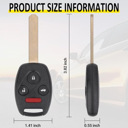 Vurkcy Keyless Entry Remote Control Uncut Car Ignition Key Fob Compatible with Honda Accord 2003-2007, Replacement for OUCG8D-380H-A, 4 Button - Image 4