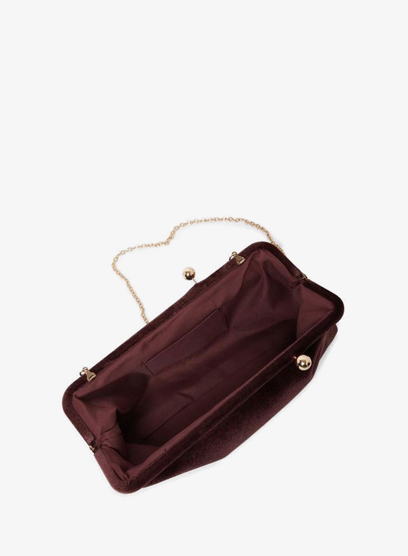Styli Brown Velvet Clutch with Chain Strap - Image 4