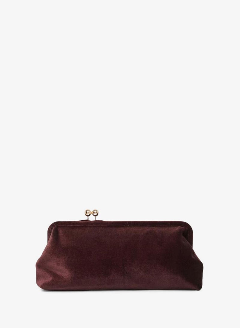 Styli Brown Velvet Clutch with Chain Strap - Image 2