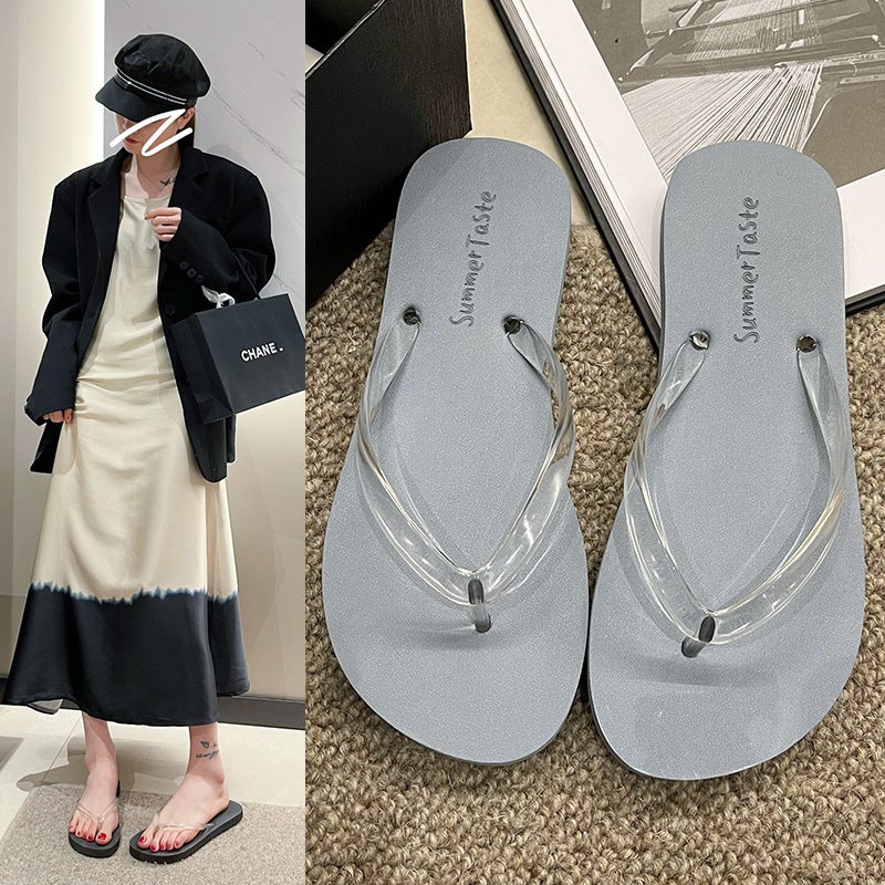 Flip-Flops For Women, Summer Fashion Outer Wear, Cute Korean Style Versatile Beach Sandals, Student Non-Slip Bathroom Flip-Flops - Image 4