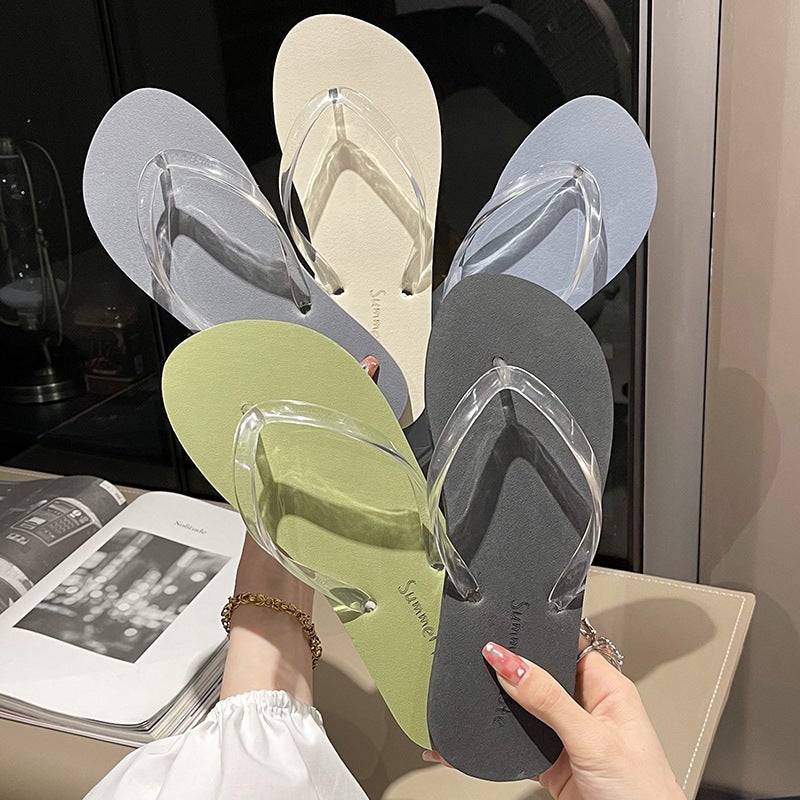 Flip-Flops For Women, Summer Fashion Outer Wear, Cute Korean Style Versatile Beach Sandals, Student Non-Slip Bathroom Flip-Flops - Image 2