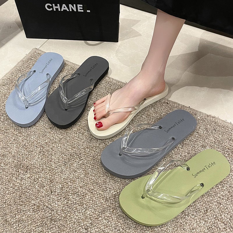 Flip-Flops For Women, Summer Fashion Outer Wear, Cute Korean Style Versatile Beach Sandals, Student Non-Slip Bathroom Flip-Flops - Image 5